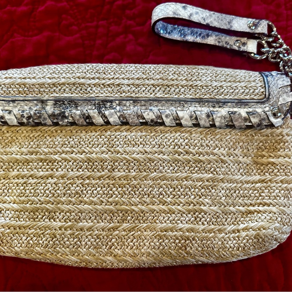Coach Hamptons Python Straw Wristlet - image 8